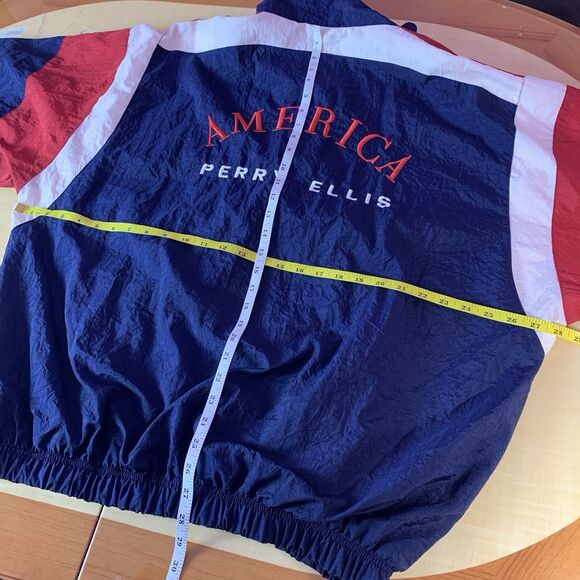 Perry Ellis Jacket Sports Tracksuit Windbreaker Vintage 90s America Flag Olympic - Picture 14 of 16